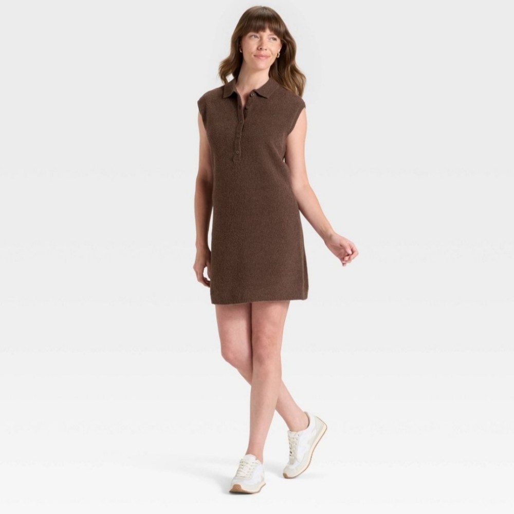 NWT Brown Short Sleeve Mini Sweater Dress Size 4X